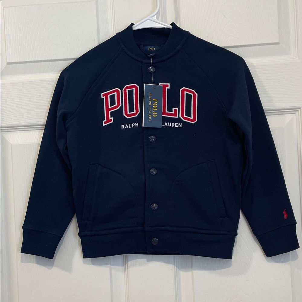 Ralph Lauren Childrenswear Boys Logo Fleece Baseball Jacket New with Tags Size 7